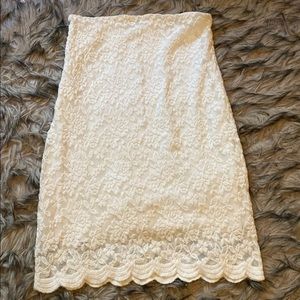 Lace white midi skirt